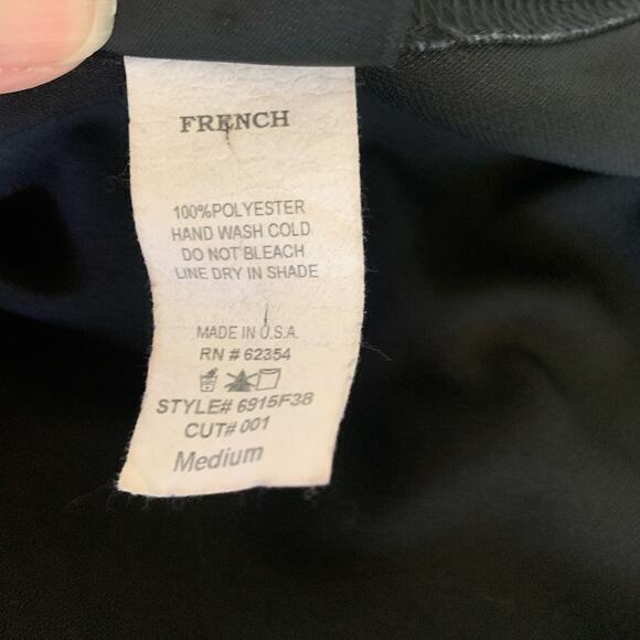 French Curve Black Draped Neck Back V Neck Sz Large - Picture 8 of 10